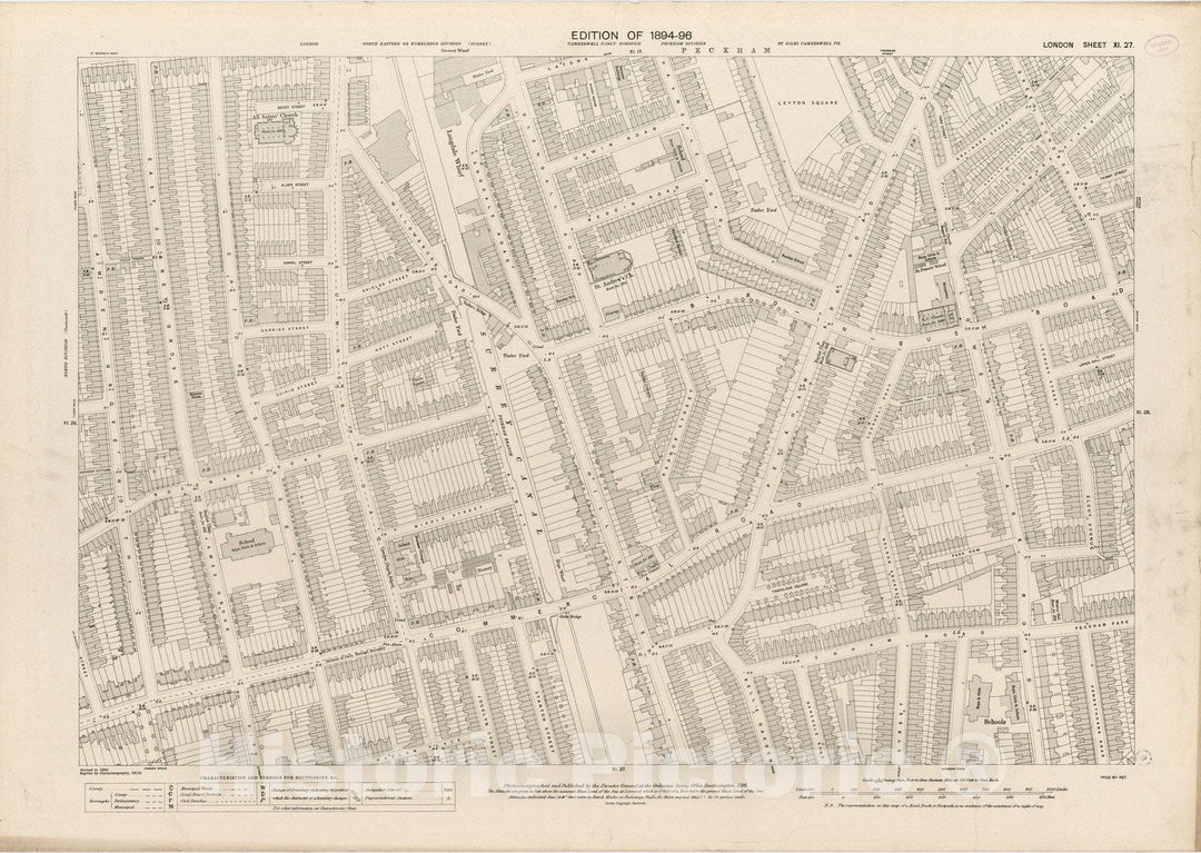 Historic Map : London (England), City Atlas Map, London Sheet XI.27 1895 - Vintage Wall Art