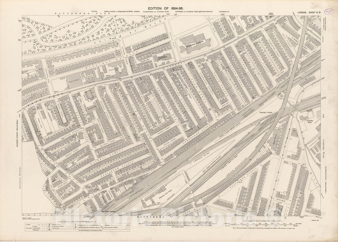 Historic Map : London (England), City Atlas Map, London Sheet XI.31 1895 - Vintage Wall Art