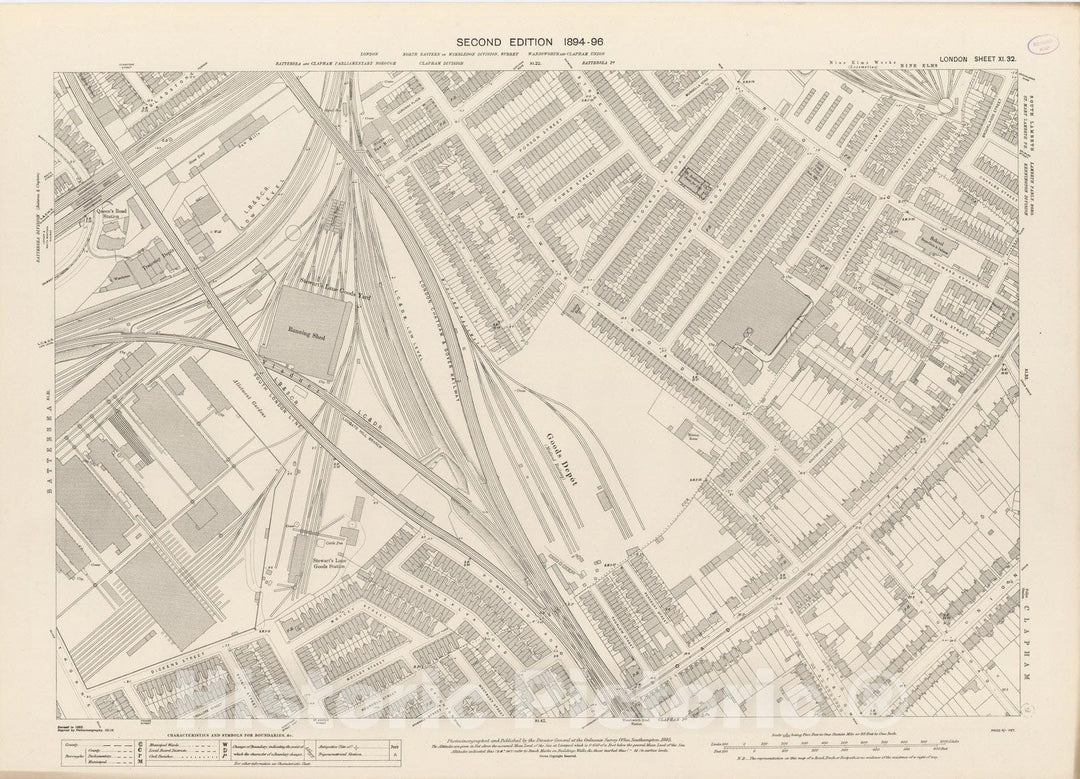 Historic Map : London (England), City Atlas Map, London Sheet XI.32 1895 - Vintage Wall Art