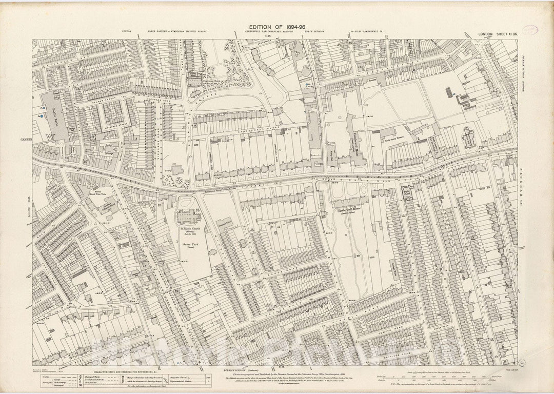 Historic Map : London (England), City Atlas Map, London Sheet XI.36 1895 - Vintage Wall Art