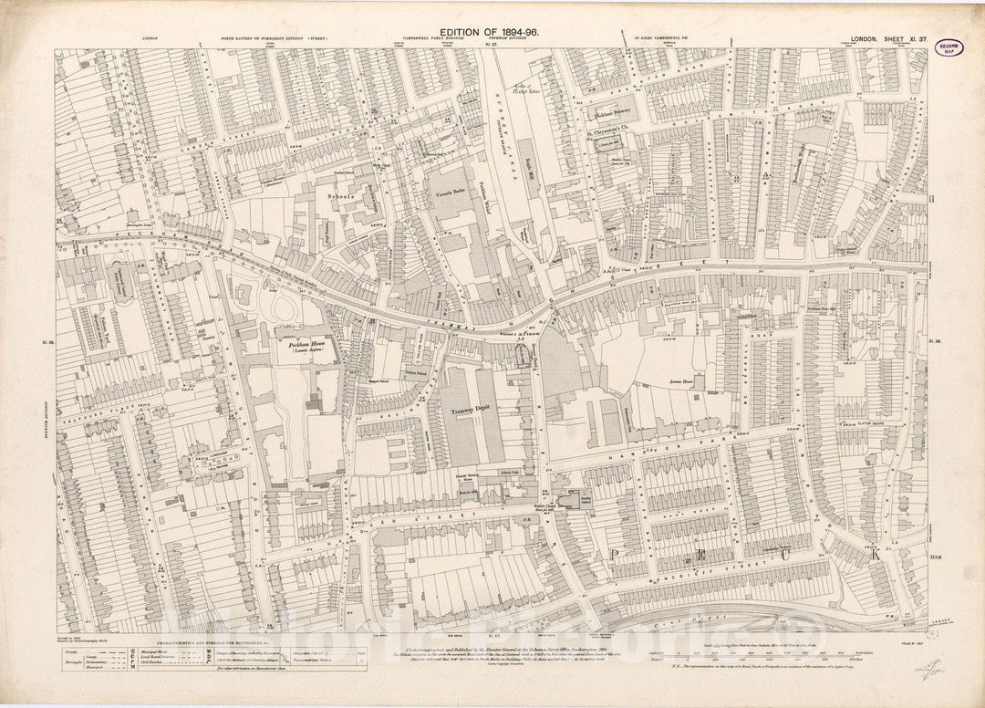 Historic Map : London (England), City Atlas Map, London Sheet XI.37 1895 - Vintage Wall Art