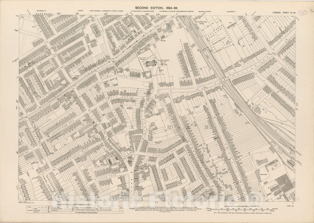 Historic Map : London (England), City Atlas Map, London Sheet XI.42 1895 - Vintage Wall Art