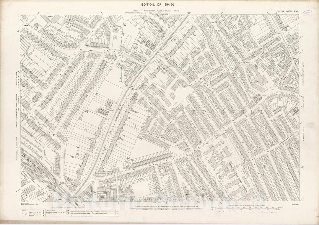 Historic Map : London (England), City Atlas Map, London Sheet XI.43 1895 - Vintage Wall Art