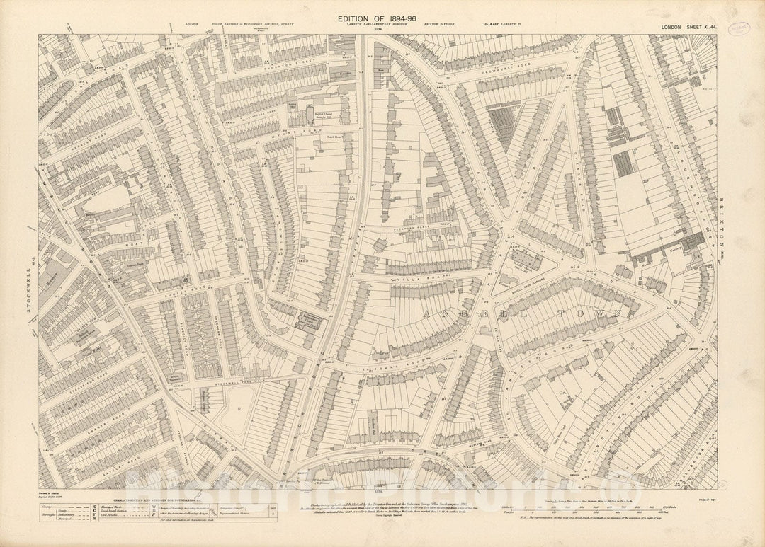 Historic Map : London (England), City Atlas Map, London Sheet XI.44 1895 - Vintage Wall Art