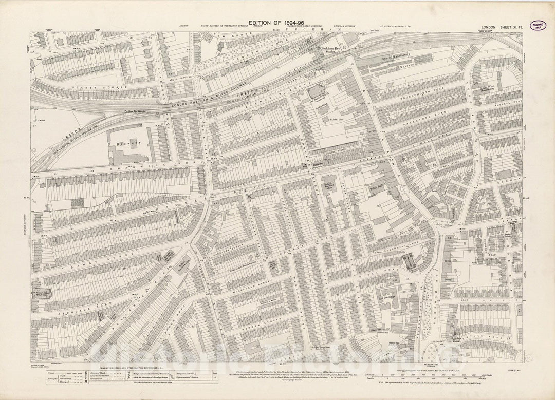 Historic Map : London (England), City Atlas Map, London Sheet XI.47 1895 - Vintage Wall Art