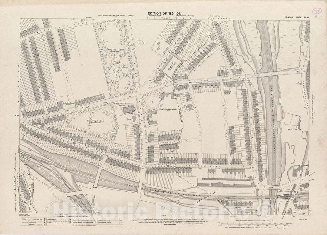 Historic Map : London (England), City Atlas Map, London Sheet XI.49 1895 - Vintage Wall Art