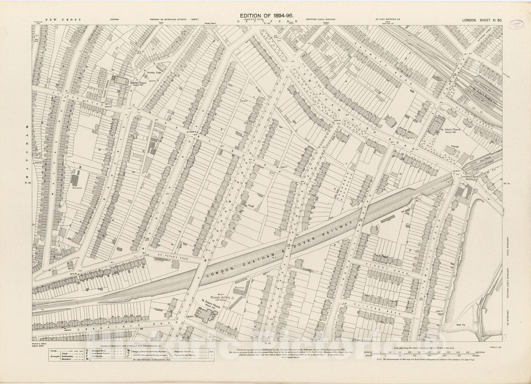 Historic Map : London (England), City Atlas Map, London Sheet XI.50 1895 - Vintage Wall Art