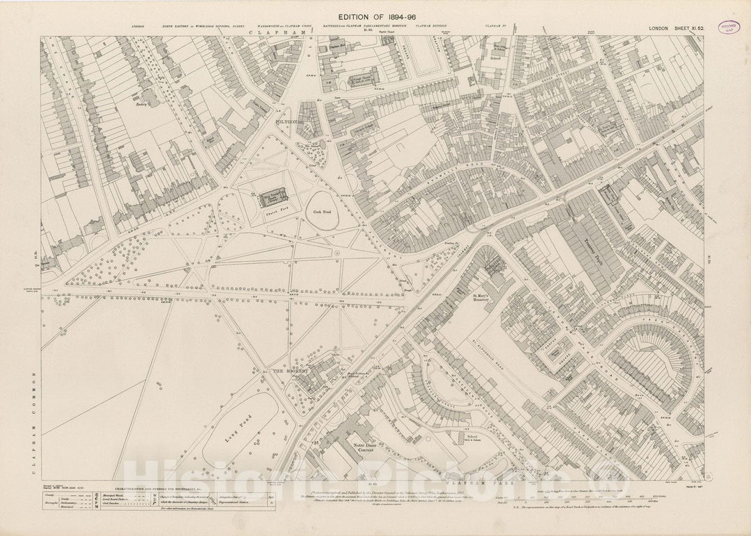 Historic Map : London (England), City Atlas Map, London Sheet XI.52 1895 - Vintage Wall Art