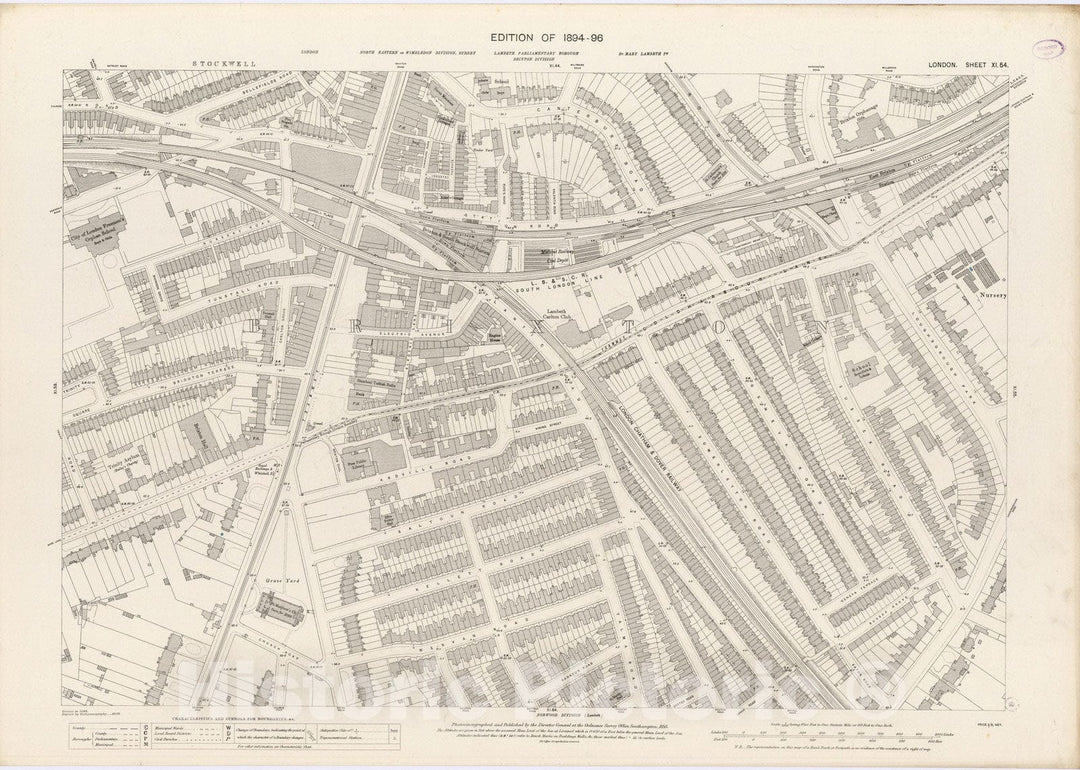 Historic Map : London (England), City Atlas Map, London Sheet XI.54 1895 - Vintage Wall Art