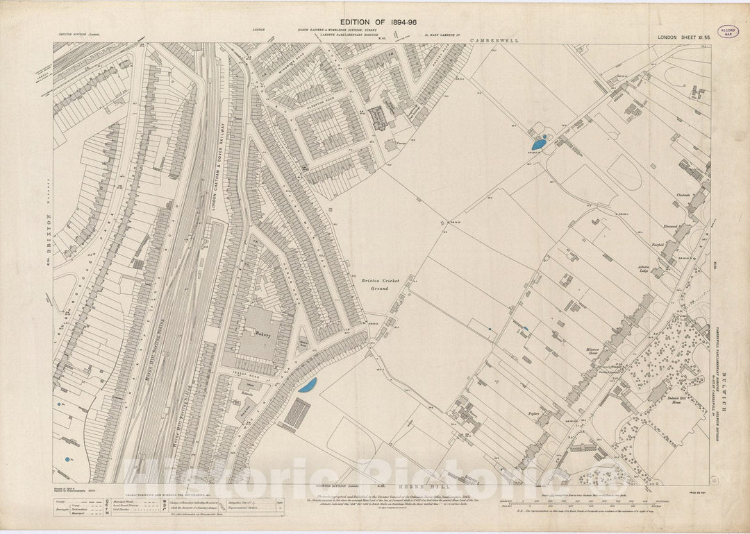 Historic Map : London (England), City Atlas Map, London Sheet XI.55 1895 - Vintage Wall Art