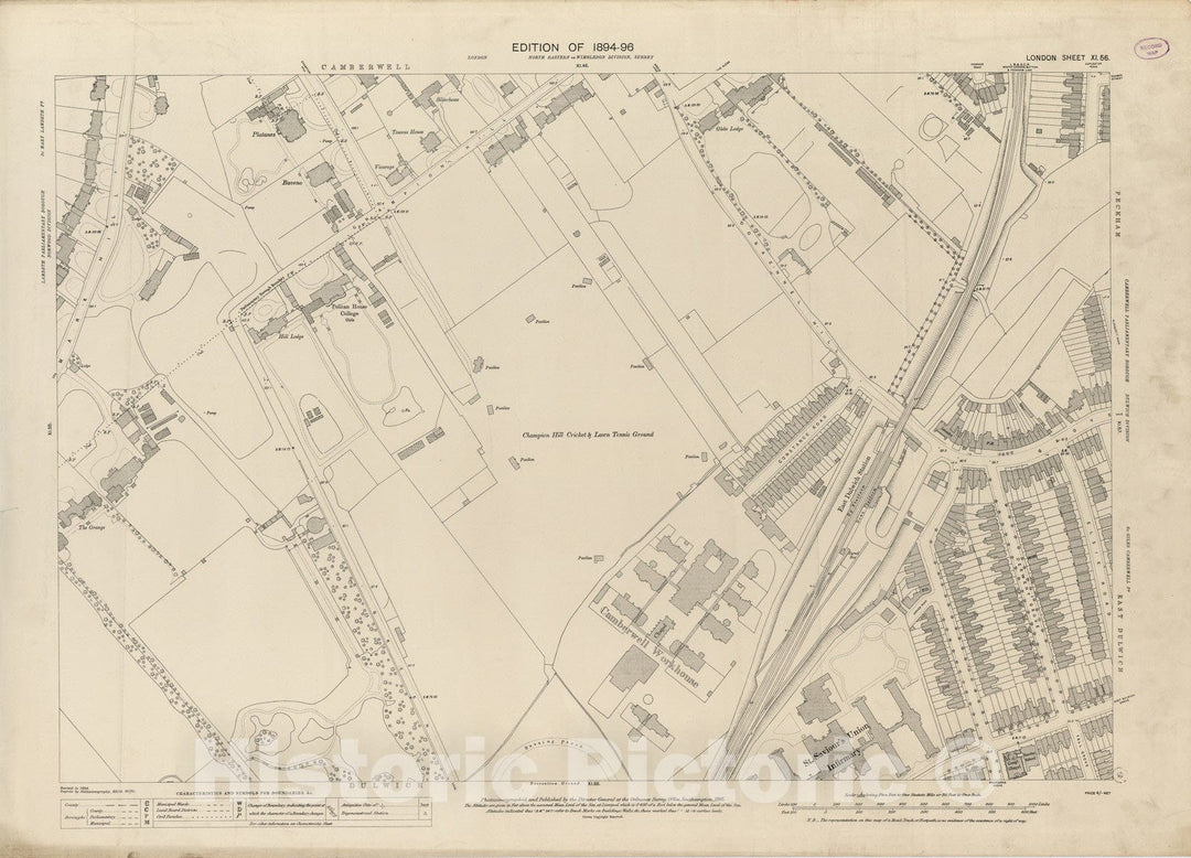 Historic Map : London (England), City Atlas Map, London Sheet XI.56 1895 - Vintage Wall Art