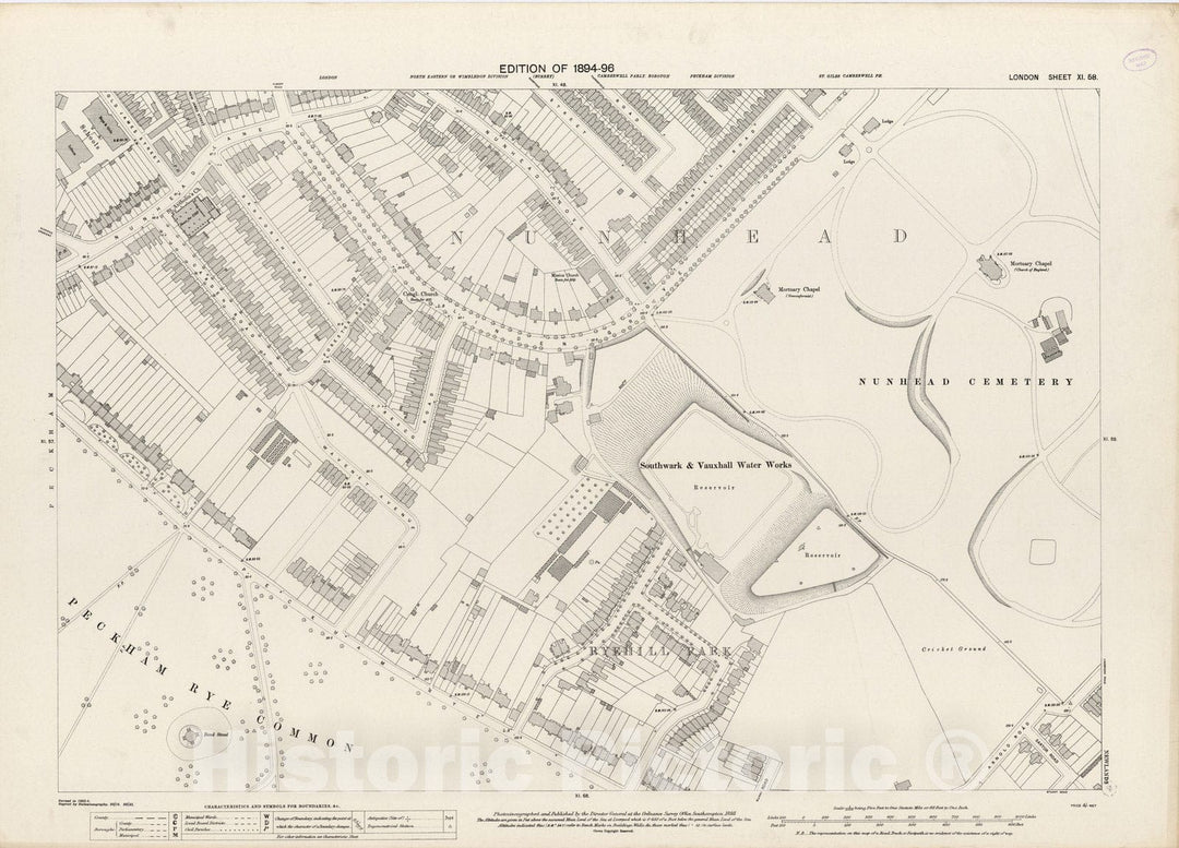 Historic Map : London (England), City Atlas Map, London Sheet XI.58 1895 - Vintage Wall Art