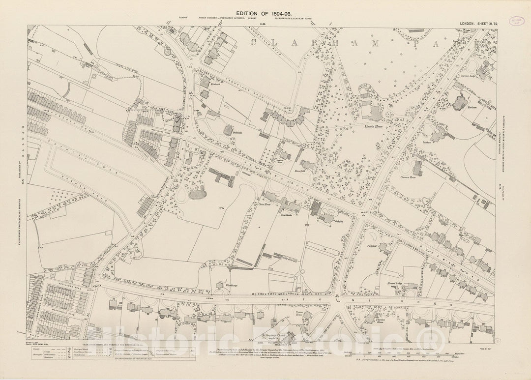 Historic Map : London (England), City Atlas Map, London Sheet XI.72 1895 - Vintage Wall Art