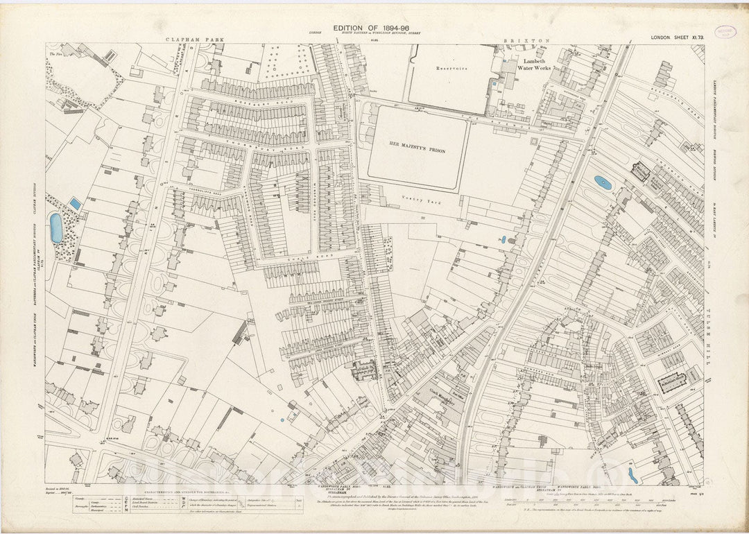 Historic Map : London (England), City Atlas Map, London Sheet XI.73 1895 - Vintage Wall Art