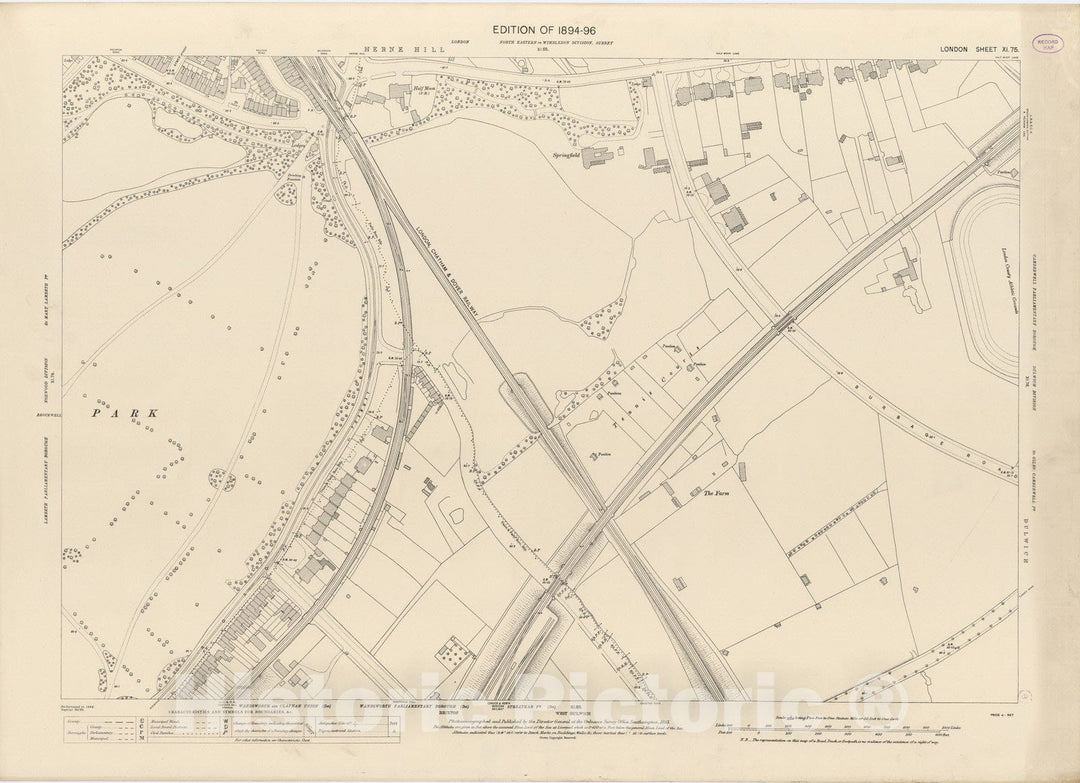 Historic Map : London (England), City Atlas Map, London Sheet XI.75 1895 - Vintage Wall Art