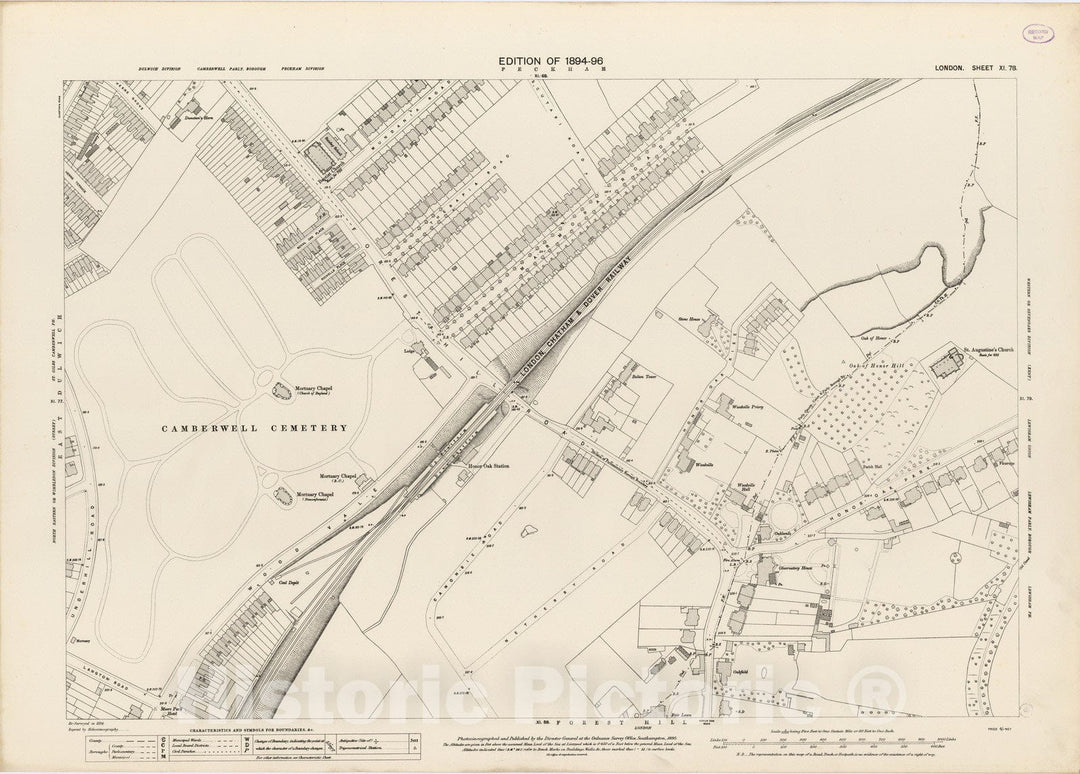 Historic Map : London (England), City Atlas Map, London Sheet XI.78 1895 - Vintage Wall Art