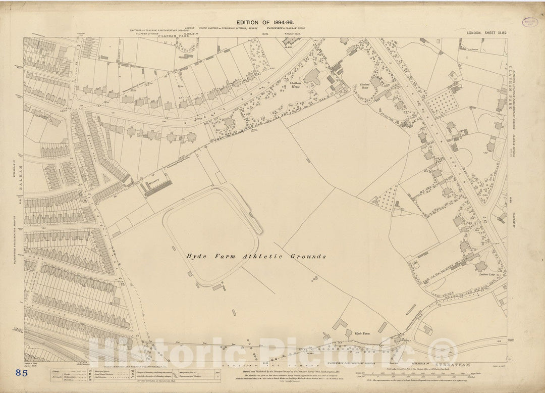 Historic Map : London (England), City Atlas Map, London Sheet XI.82 1895 - Vintage Wall Art