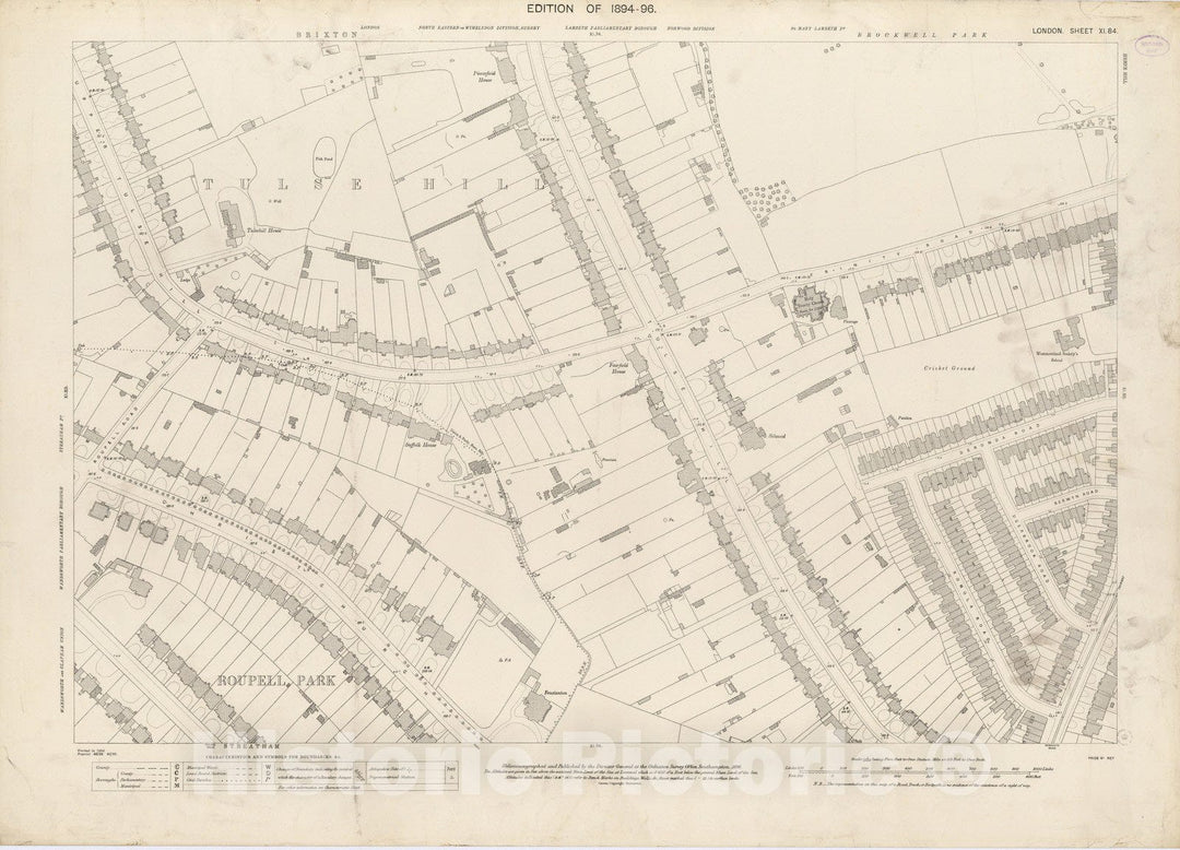 Historic Map : London (England), City Atlas Map, London Sheet XI.84 1895 - Vintage Wall Art