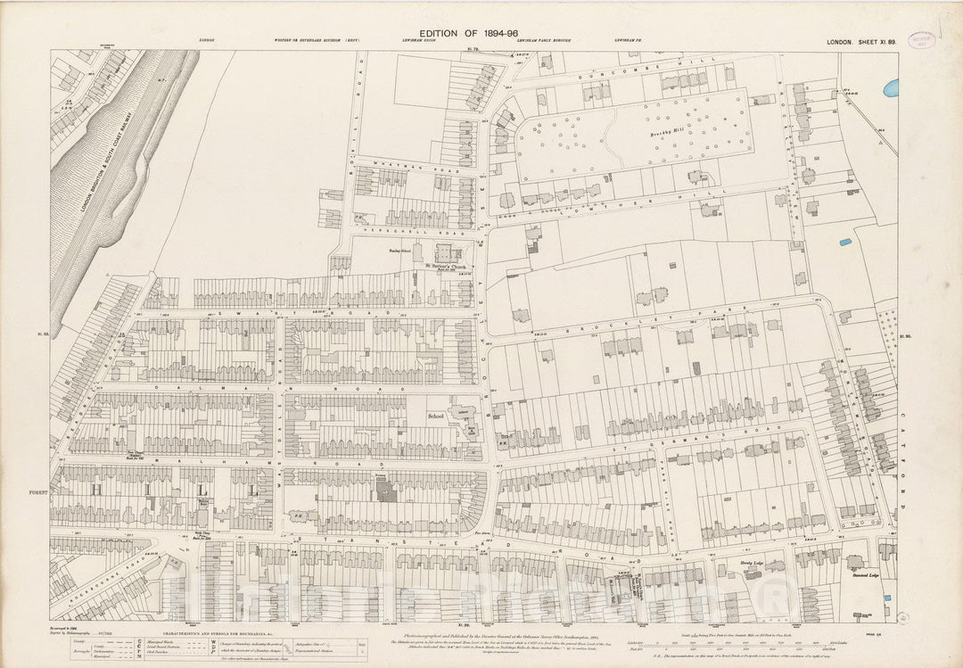 Historic Map : London (England), City Atlas Map, London Sheet XI.89 1895 - Vintage Wall Art