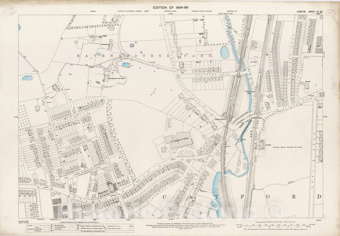 Historic Map : London (England), City Atlas Map, London Sheet XI.90 1895 - Vintage Wall Art