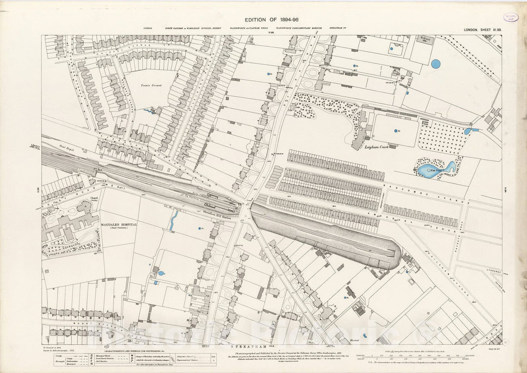 Historic Map : London (England), City Atlas Map, London Sheet XI.93 1895 - Vintage Wall Art