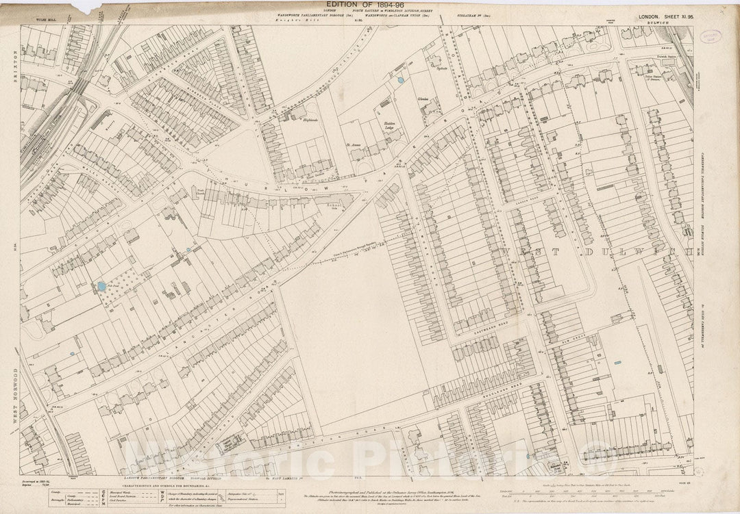 Historic Map : London (England), City Atlas Map, London Sheet XI.95 1896 - Vintage Wall Art