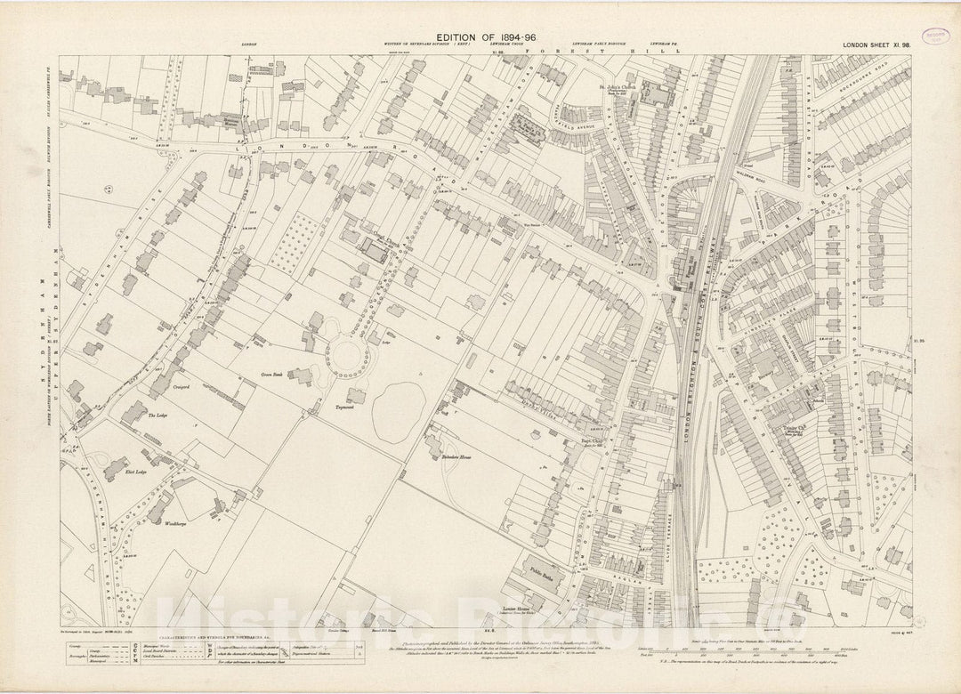 Historic Map : London (England), City Atlas Map, London Sheet XI.98 1895 - Vintage Wall Art