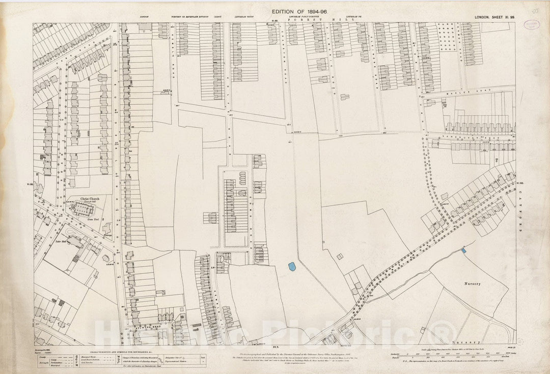 Historic Map : London (England), City Atlas Map, London Sheet XI.99 1895 - Vintage Wall Art