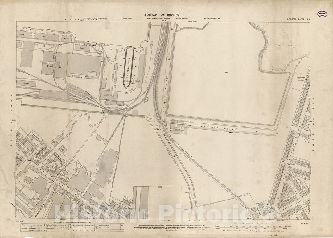 Historic Map : London (England), City Atlas Map, London Sheet XII.1 1895 - Vintage Wall Art