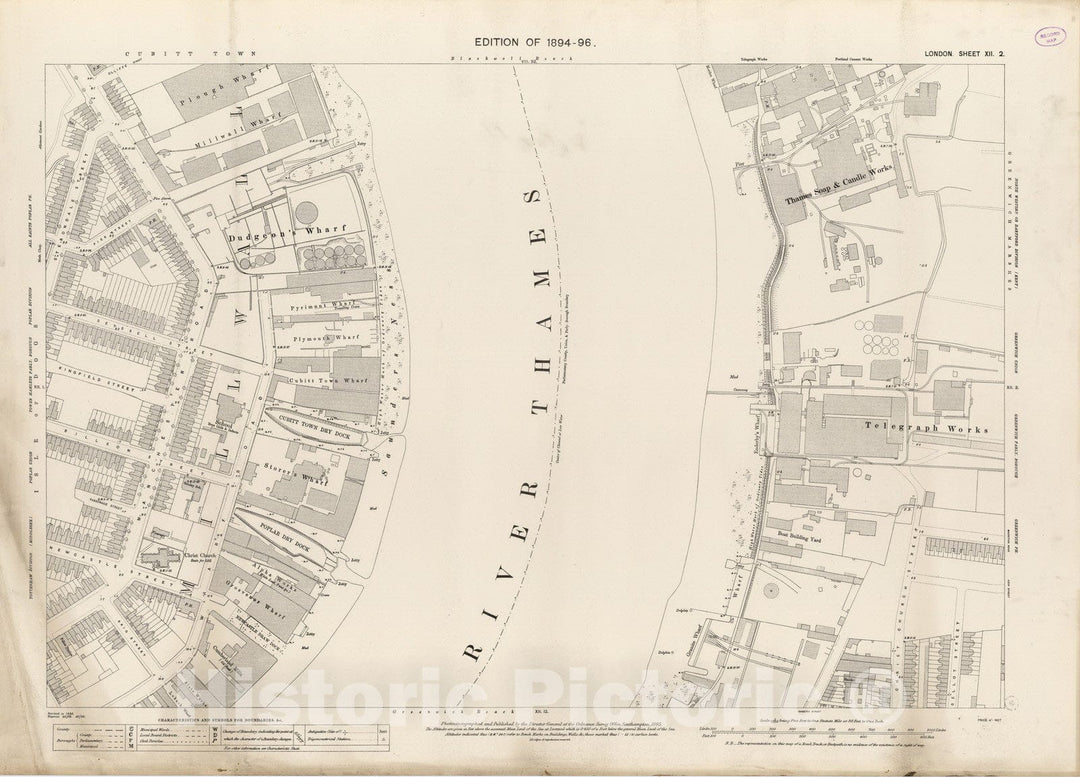 Historic Map : London (England), City Atlas Map, London Sheet XII.2 1895 - Vintage Wall Art