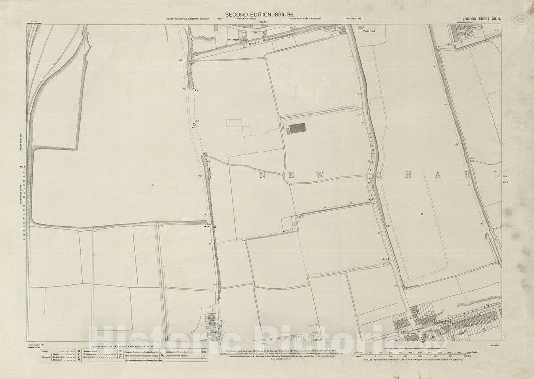 Historic Map : London (England), City Atlas Map, London Sheet XII.4 1895 - Vintage Wall Art