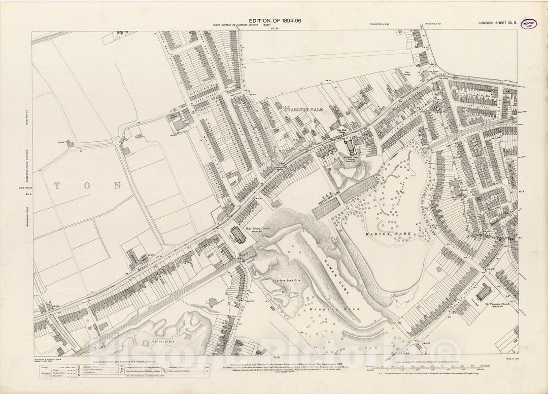 Historic Map : London (England), City Atlas Map, London Sheet XII.5 1896 - Vintage Wall Art