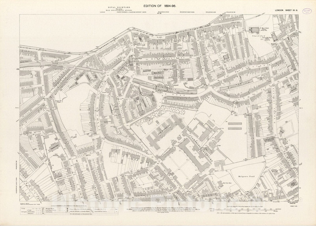 Historic Map : London (England), City Atlas Map, London Sheet XII.6 1896 - Vintage Wall Art