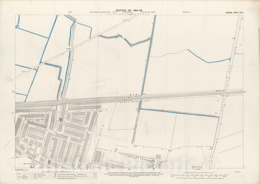 Historic Map : London (England), City Atlas Map, London Sheet XII.9 1895 - Vintage Wall Art