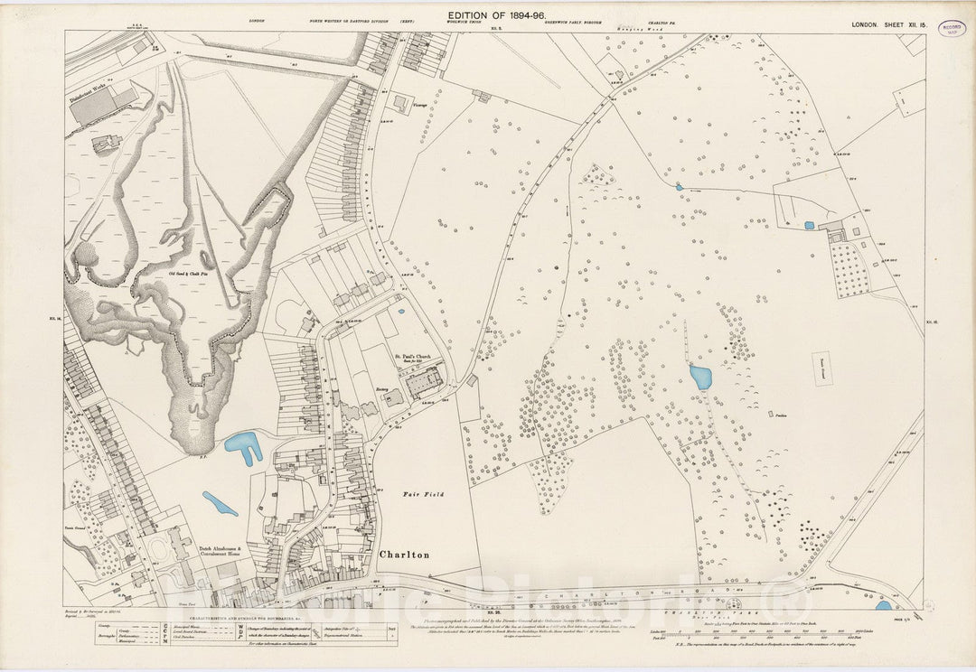 Historic Map : London (England), City Atlas Map, London Sheet XII.15 1896 - Vintage Wall Art