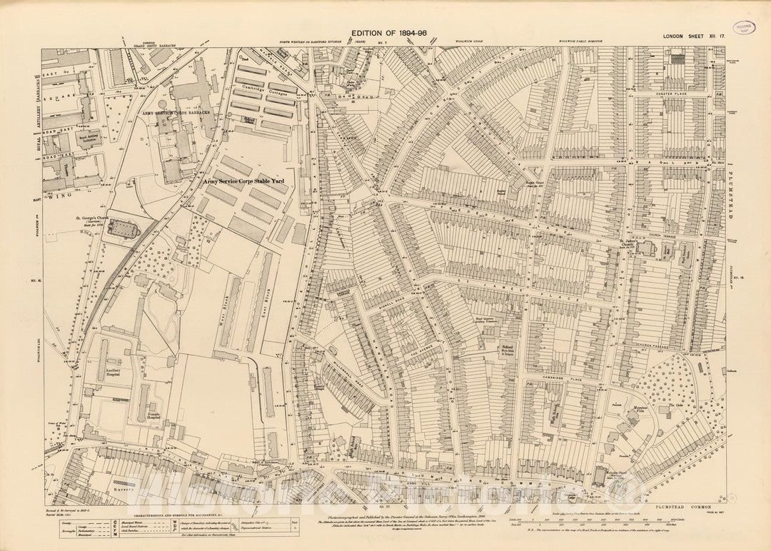 Historic Map : London (England), City Atlas Map, London Sheet XII.17 1896 - Vintage Wall Art