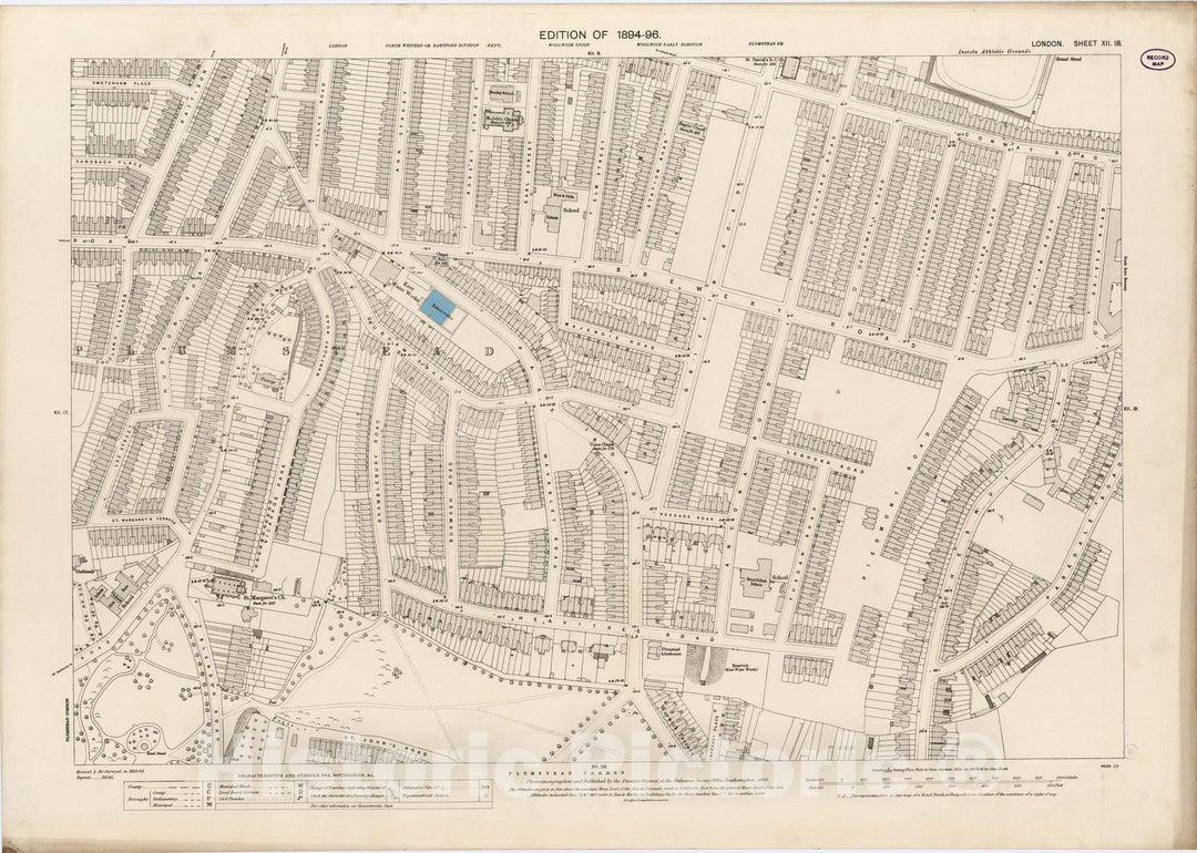 Historic Map : London (England), City Atlas Map, London Sheet XII.18 1896 - Vintage Wall Art