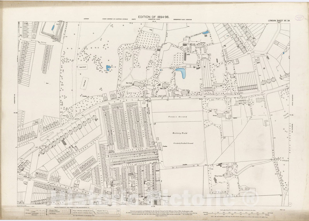 Historic Map : London (England), City Atlas Map, London Sheet XII.24 1895 - Vintage Wall Art