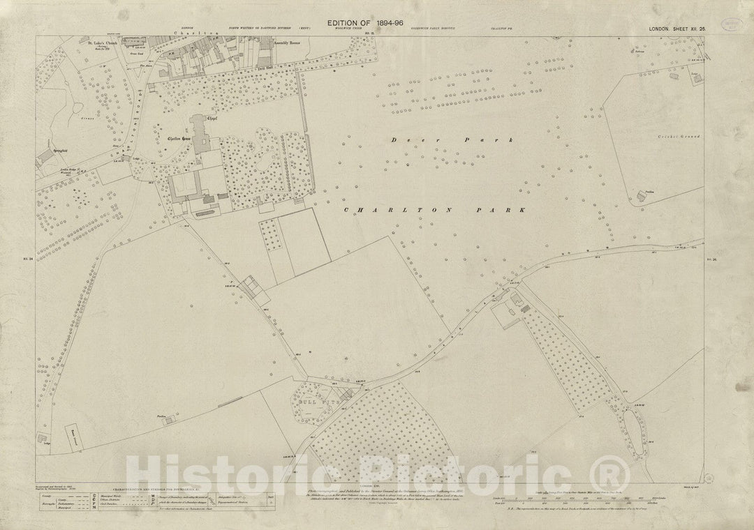 Historic Map : London (England), City Atlas Map, London Sheet XII.25 1896 - Vintage Wall Art