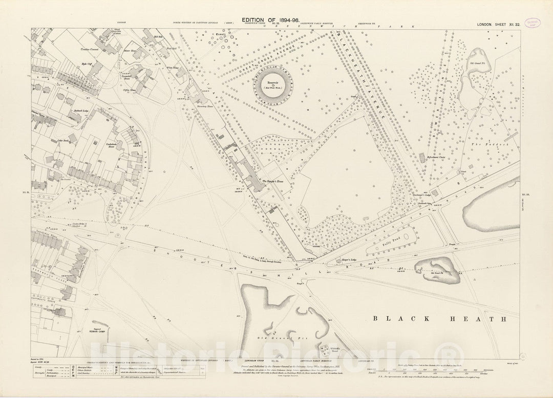 Historic Map : London (England), City Atlas Map, London Sheet XII.32 1895 - Vintage Wall Art