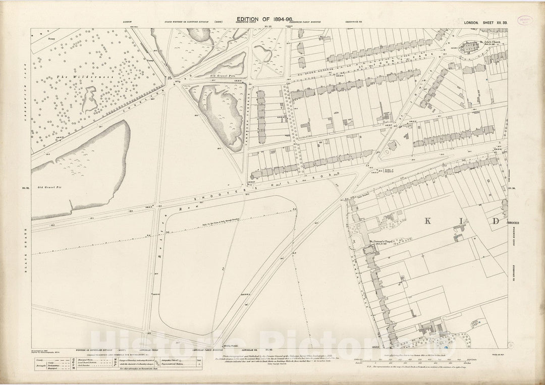 Historic Map : London (England), City Atlas Map, London Sheet XII.33 1895 - Vintage Wall Art