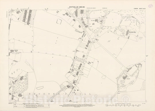 Historic Wall Map : London (England), City Atlas Map, London Sheet XII.37 1896 - Vintage Wall Art