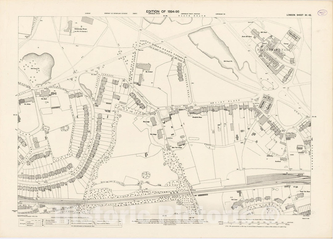 Historic Map : London (England), City Atlas Map, London Sheet XII.42 1895 - Vintage Wall Art