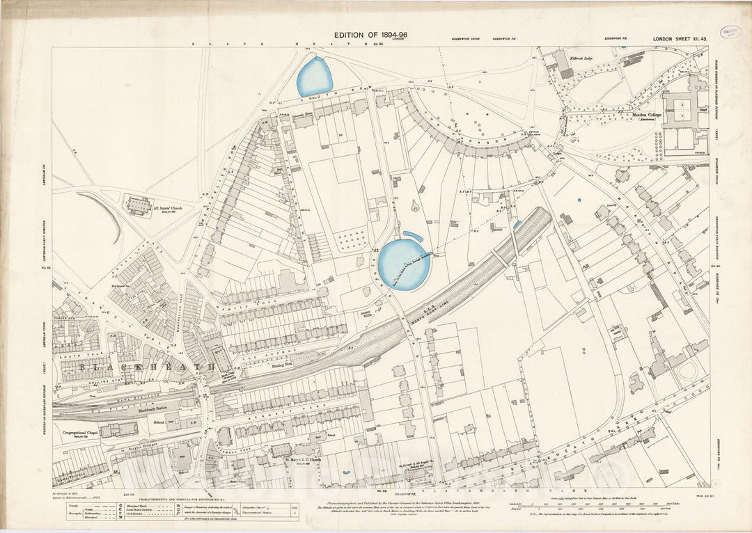 Historic Map : London (England), City Atlas Map, London Sheet XII.43 1895 - Vintage Wall Art