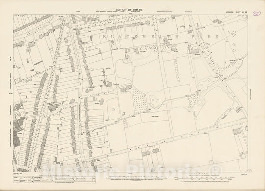 Historic Wall Map : London (England), City Atlas Map, London Sheet XII.53 1895 - Vintage Wall Art