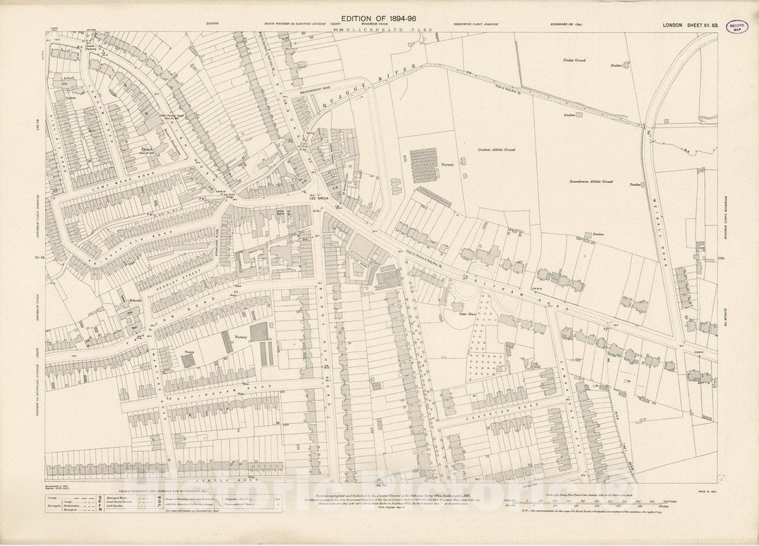 Historic Map : London (England), City Atlas Map, London Sheet XII.63 1895 - Vintage Wall Art