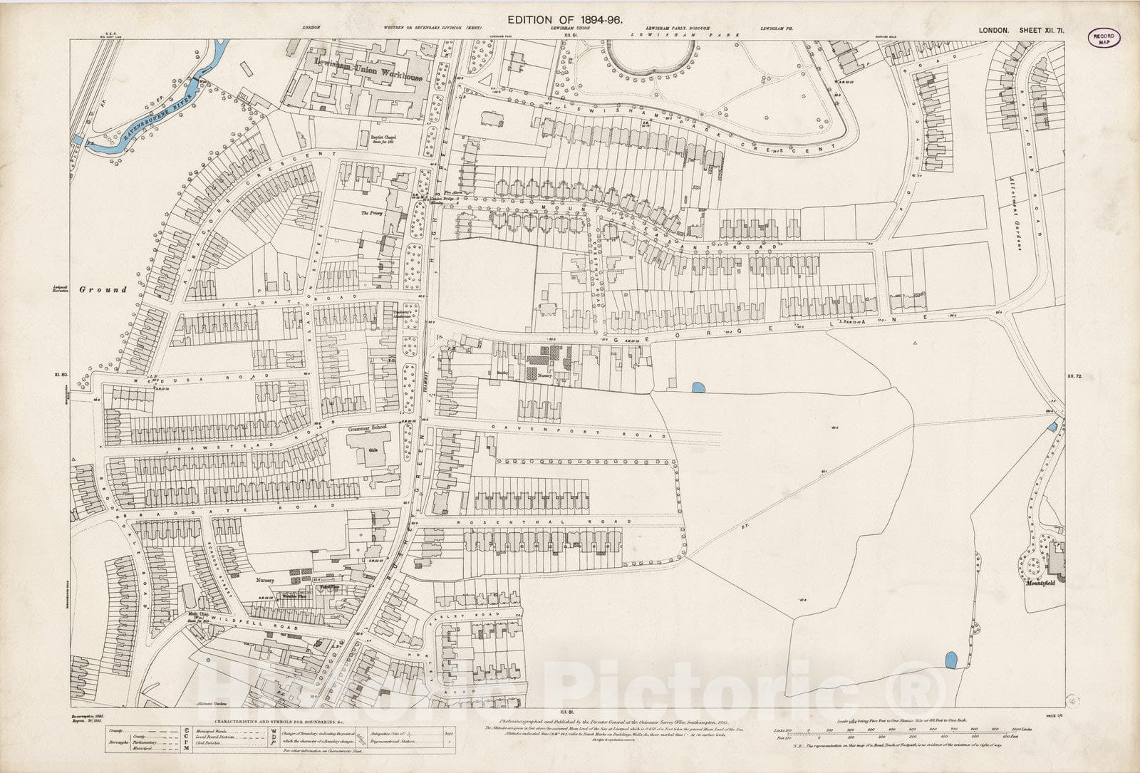 Historic Map : London (England), City Atlas Map, London Sheet XII.71 1895 - Vintage Wall Art