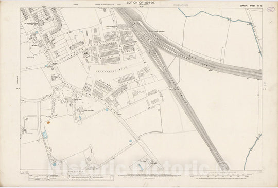 Historic Wall Map : London (England), City Atlas Map, London Sheet XII.72 1895 - Vintage Wall Art