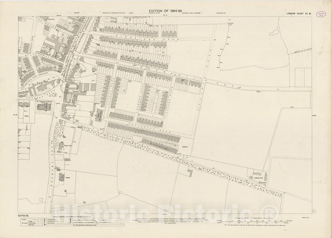 Historic Map : London (England), City Atlas Map, London Sheet XII.81 1895 - Vintage Wall Art