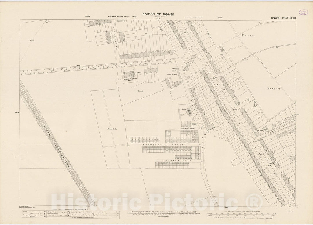 Historic Map : London (England), City Atlas Map, London Sheet XII.83 1895 - Vintage Wall Art